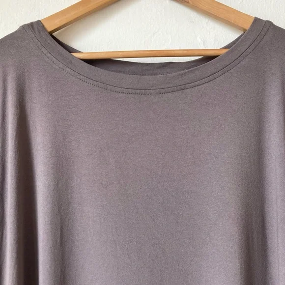 Kedem Sasson Taupe Grey Long Maxi Dress Stretch Jersey Short Sleeve One Size - Picture 7 of 16